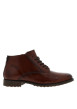 Thumbnail Bottines cognac en cuir à talon décroché bas avec un zip et des lacets ronds