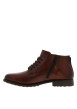 Thumbnail Bottines cognac en cuir à talon décroché bas avec un zip et des lacets ronds - Image 2