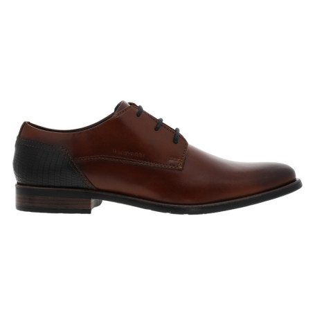 Derbies cognac en cuir avec un talon plat et...