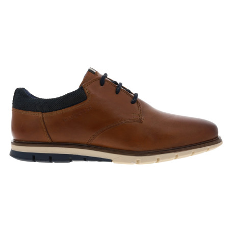 Derbies cognac en cuir à talon plat avec des...