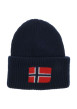Thumbnail Bonnet marine en maille tricotée avec un large revers et logo