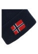 Thumbnail Bonnet marine en maille tricotée avec un large revers et logo - Image 3