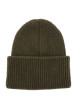Thumbnail Bonnet kaki en maille tricotée avec un large revers et logo - Image 2