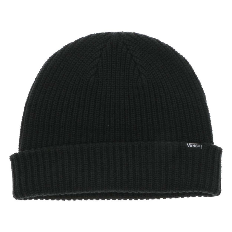 Vans - Bonnet Noir Uni En Maille Tricotée Avec Un Petit Logo Blanc Cousu - Noir