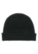 Thumbnail Bonnet noir uni en maille tricotée avec un petit logo blanc cousu - Image 2
