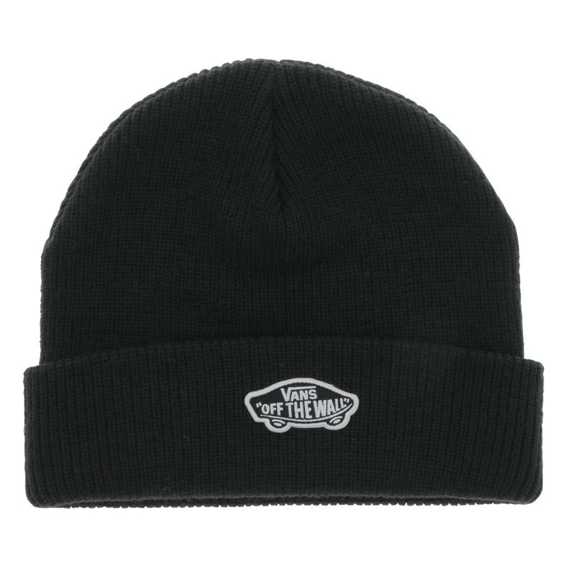 Vans - Bonnet Noir Uni En Maille Tricotée Avec Un Logo Blanc Iconique Brodé - Noir