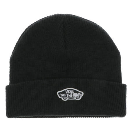 Bonnet noir uni en maille tricotée avec un logo...