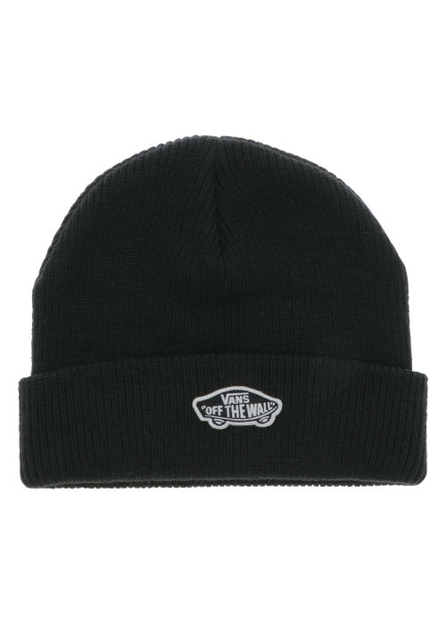 Bonnet noir uni en maille tricotée avec un logo blanc iconique brodé
