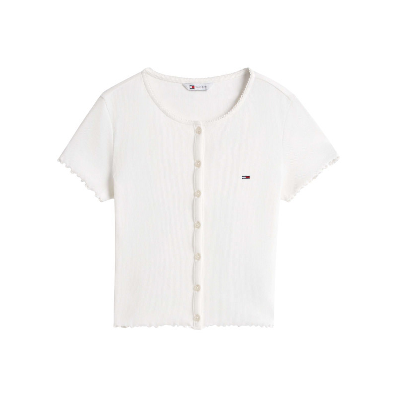 Tommy Jeans - Top En Coton Blanc Uni Avec Une Coupe Droite Et Un Col Rond - Blanc Tommy Jeans - Top En Coton Blanc Uni Avec Une Coupe Droite Et Un Col Rond - Blanc