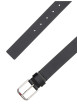 Thumbnail Ceinture noire mate unie en cuir avec une boucle rectangulaire argentée - Image 2