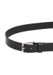 Thumbnail Ceinture noire mate unie en cuir avec une boucle rectangulaire argentée - Image 3