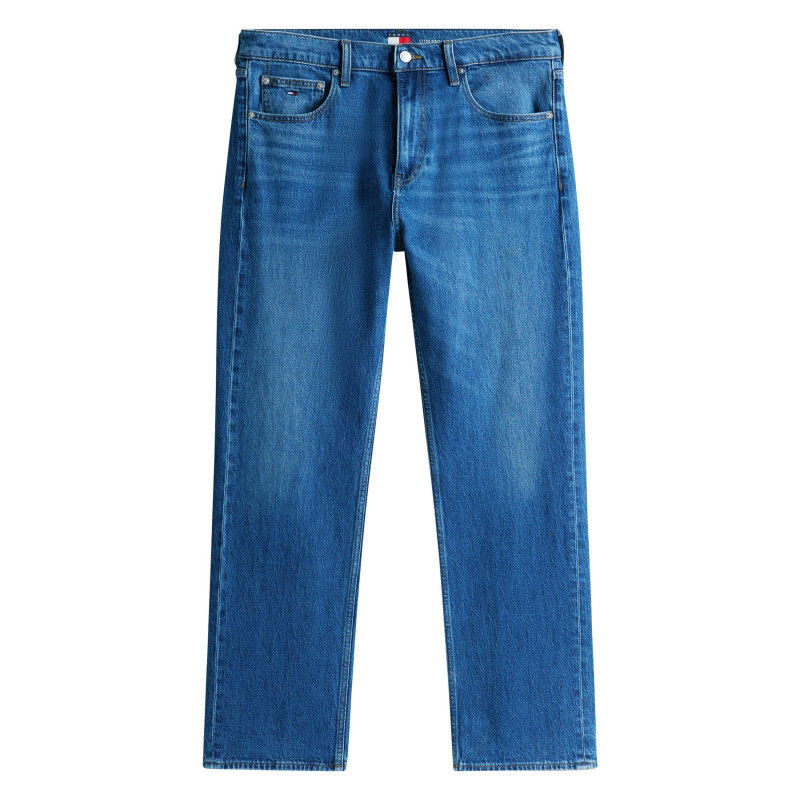 Tommy Jeans - Jean En Coton Bleu Uni Avec Une Coupe Droite à Zip Et à Bouton - Bleu