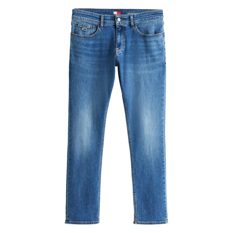Tommy Jeans - Jean En Coton Bleu Uni Avec Une Coupe Slim à Zip Et à Bouton - Bleu