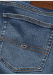 Thumbnail Jean en coton bleu uni avec une coupe slim à zip et à bouton - Image 2