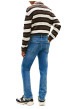 Thumbnail Jean en coton bleu uni avec une coupe slim à zip et à bouton - Image 4