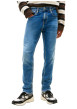 Thumbnail Jean en coton bleu uni avec une coupe slim à zip et à bouton - Image 5