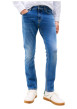 Thumbnail Jean en coton bleu uni avec une coupe slim à zip et à bouton - Image 7