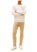 Thumbnail Pantalon Chino en coton beige uni avec une coupe slim à zip et à bouton - Image 4