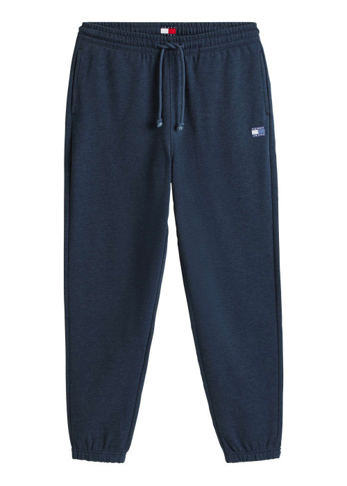 Pantalon Jogging marine uni avec une coupe droite et une taille élastiquée