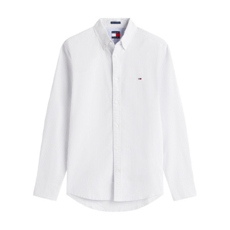 Chemise en coton blanche à rayures avec une...