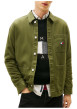 Thumbnail Chemise en coton kaki unie avec une coupe droite et un col à revers - Image 2