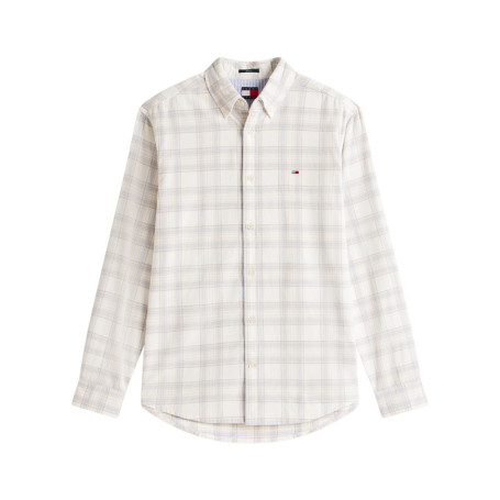 Chemise en coton écrue à carreaux avec une...