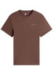Thumbnail T-shirt en coton marron uni avec une coupe droite et un col rond