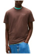 Thumbnail T-shirt en coton marron uni avec une coupe droite et un col rond - Image 2