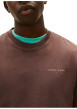Thumbnail T-shirt en coton marron uni avec une coupe droite et un col rond - Image 5