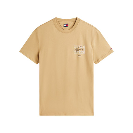 T-shirt en coton beige imprimé avec une coupe...