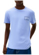 Thumbnail T-shirt en coton marine imprimé avec une coupe droite et un col rond - Image 2