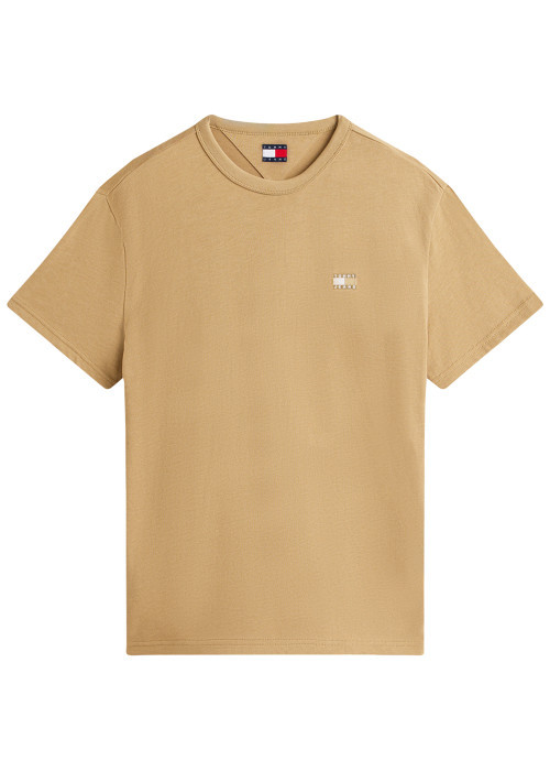 T-shirt beige uni avec une coupe droite et des...