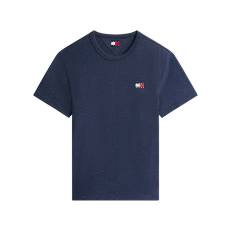 T-shirt marine uni avec une coupe droite et des...