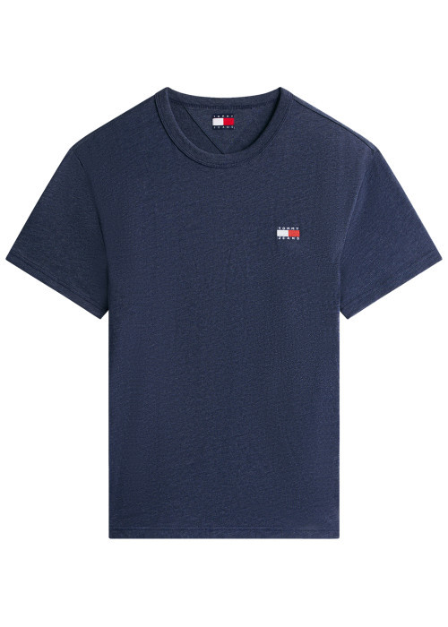 T-shirt marine uni avec une coupe droite et des manches courtes