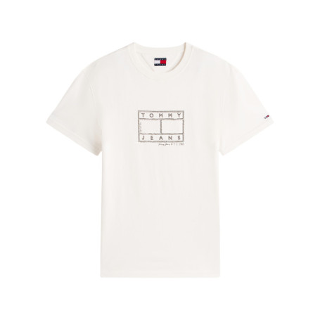 T-shirt en coton écru à imprimé avec une coupe...
