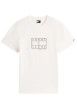 Thumbnail T-shirt en coton écru à imprimé avec une coupe droite et un col rond