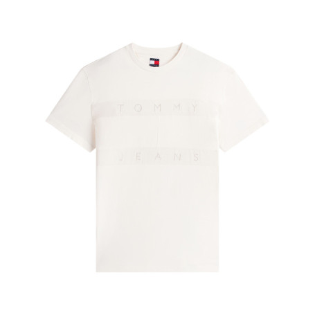 T-shirt en coton écru uni avec une coupe droite...