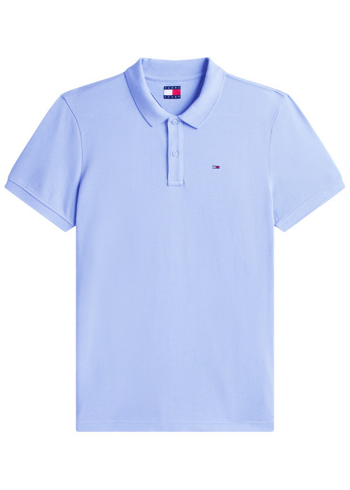 Polo en coton lavande uni avec une coupe droite et un col à revers