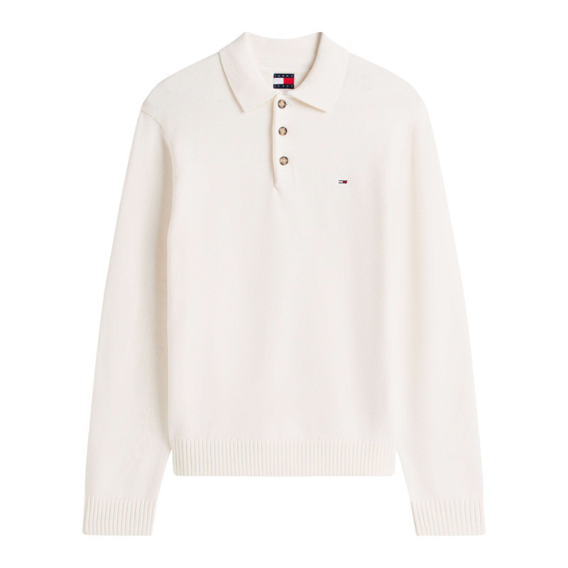 Tommy Jeans - Pull En Coton Biologique écru Uni Avec Une Coupe Droite Et Un Col à Revers - Beige