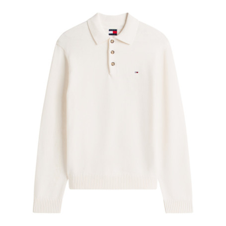 Pull en coton biologique écru uni avec une...
