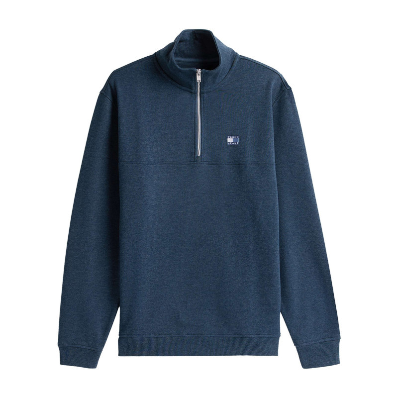 Tommy Jeans - Sweat Marine Uni Avec Une Coupe Droite Et Un Col Camionneur - Bleu Foncé