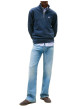 Thumbnail Sweat marine uni avec une coupe droite et un col camionneur - Image 4