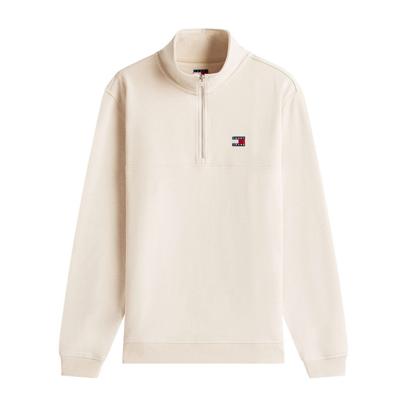 Tommy Jeans - Sweat écru Uni Avec Une Coupe Droite Et Un Col Camionneur - Beige