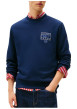 Thumbnail Sweat en coton marine à imprimé avec une coupe droite et un col rond - Image 2
