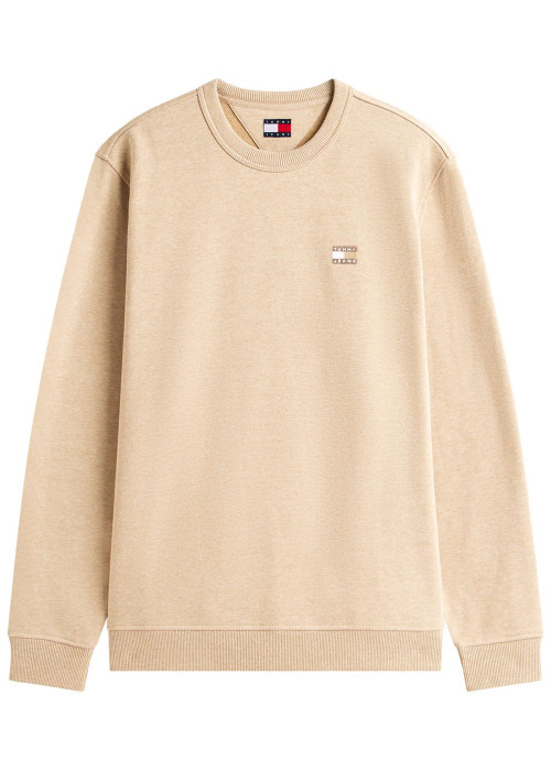 Sweat beige uni avec une coupe droite et des manches longues