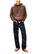 Thumbnail Sweat marron uni avec une coupe droite et un col à capuche - Image 4