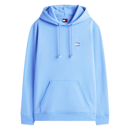 Sweat bleu uni avec une coupe droite et un col...