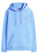 Thumbnail Sweat bleu uni avec une coupe droite et un col à capuche avec cordon de serrage