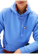 Thumbnail Sweat bleu uni avec une coupe droite et un col à capuche avec cordon de serrage - Image 5