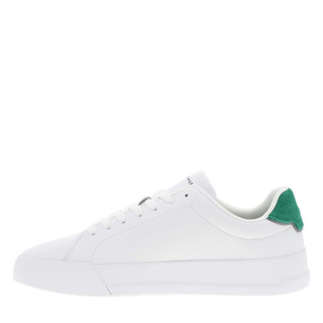 Tennis en cuir blanches et vertes à talon plat...